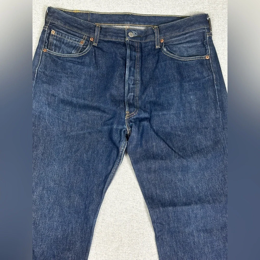 Levis 501 Jean 36x32 Indigo Darkwash Denim Straight‎ Leg Button Fly Classic Fit